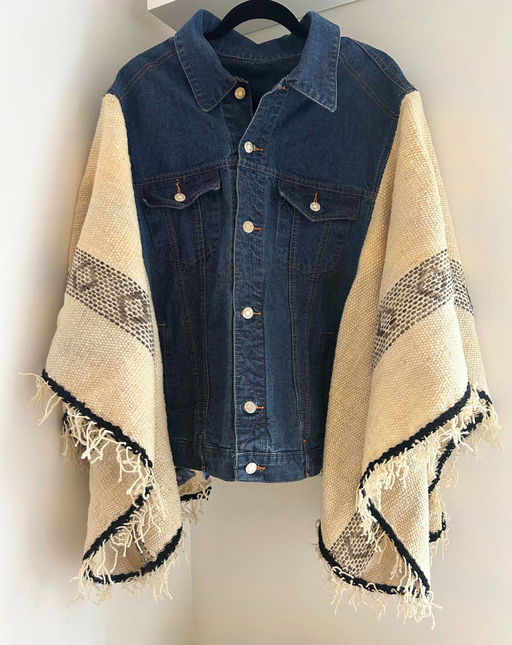 Denim poncho jacket white