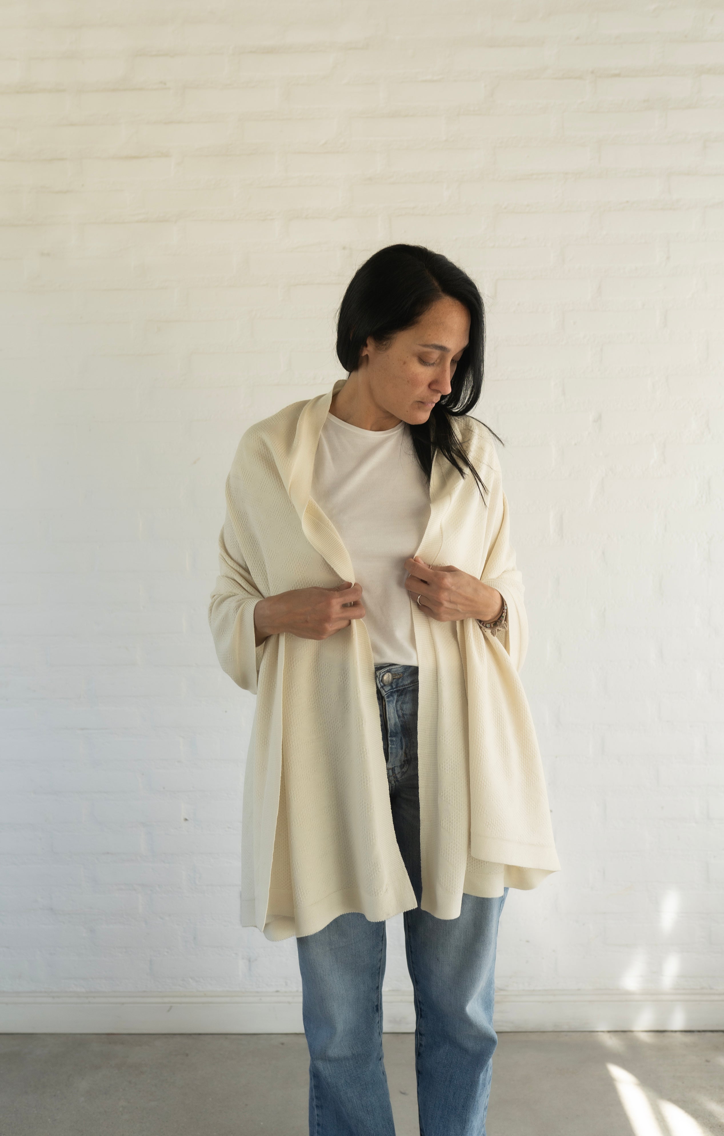 Oversized merino wool scarf