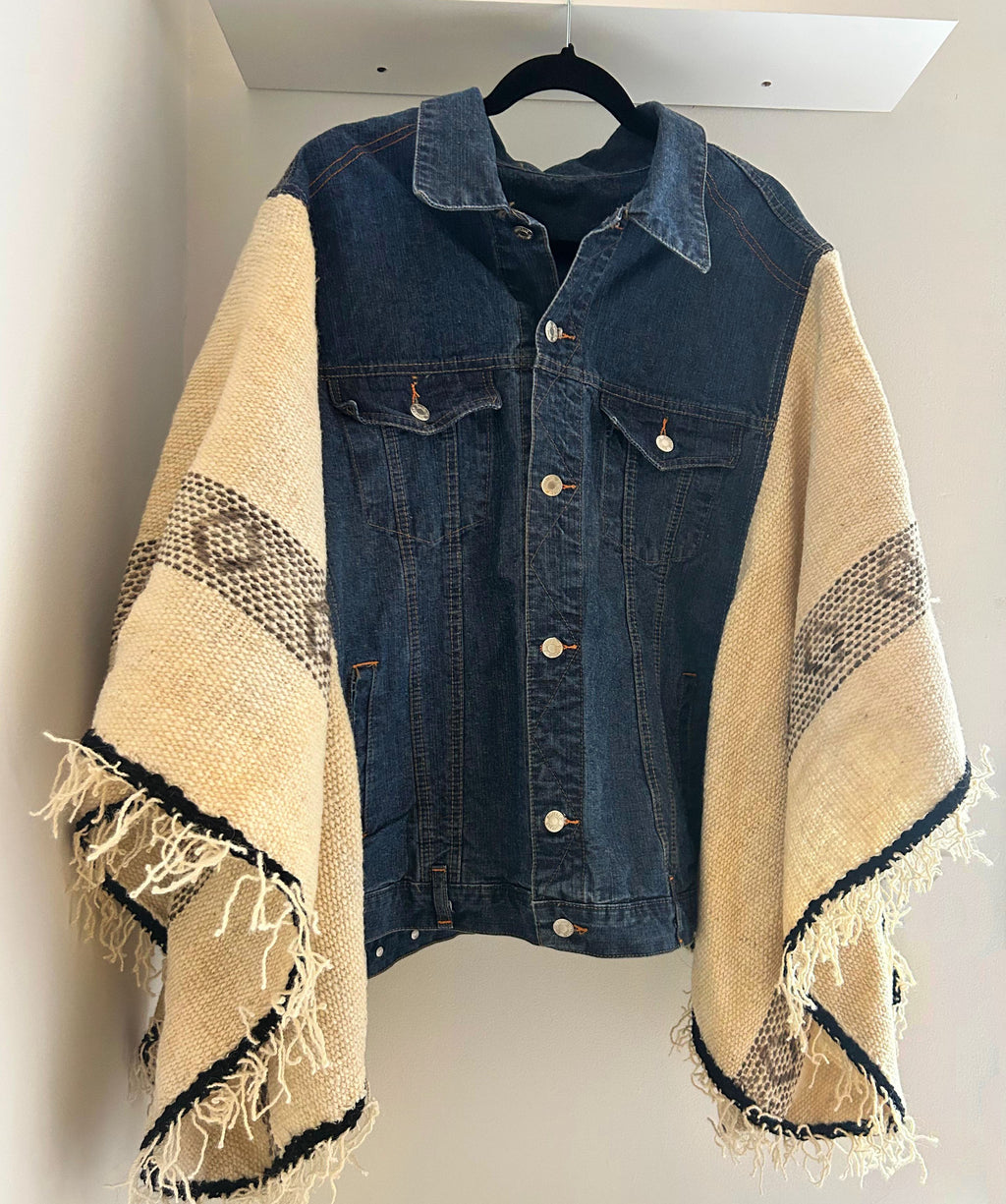 Denim poncho jacket white
